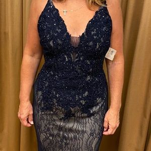 Navy Mermaid Gown -brand new-size 2